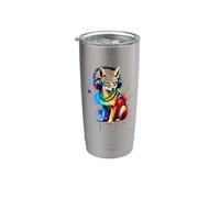 Colorato Splash Art Cuffie Sciacallo Sciacalli Bicchiere termico in acciaio inox doppia parete