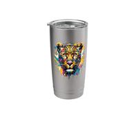 Colorato Splash Art Leopardo Leopardi Bicchiere termico in acciaio inox doppia parete