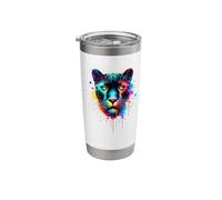 Colorato Splash Art Pantera Pantere Bicchiere termico in acciaio inox doppia parete