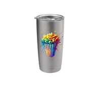 Colorato Splash Art Popcorn Chicco Di Mais Bicchiere termico in acciaio inox doppia parete