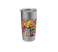 Colorato Splash Art Popcorn Chicco Di Mais Bicchiere termico in acciaio inox doppia parete