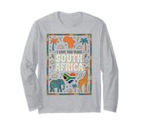 Colorato Sud Africa Doodles Elephant Giraffe Poster Maglia a Manica