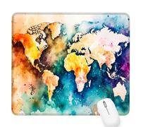 colorato Tappetino per Mouse Piccolo 320x260x3mm, Gaming Mouse Pad Mappa del mondo, con Base in Gomma Antiscivolo, Mousepad con Bordi Cuciti, per Mouse Senza Fili, Laptop, Ufficio Casa, Lavabile D-441