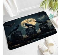 Colorato Tappeto d'Ingresso Halloween Gothic Night Moon Crow on Tombstone Spooky Dead Tree Branch Birds Animal Tappeto da Cucina Tappetino per piedi 40×60cm per Corridoio,Corridoio,WC