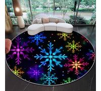 Colorato Tappeto Rotondo Salotto 120 cm, Morbido Fiocchi Di Neve Di Natale Dei Cartoni Animati Stampato Tappetini Antiscivolo Tappeto per Bambini Cameretta Cucina Casa Zona Balcone Tappet Tavolino
