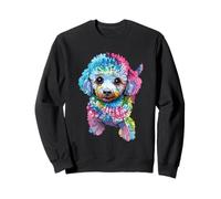 Colorato Tie Dye Cane Barboncino Carino Retro Arcobaleno Art Design Felpa