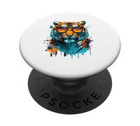 Colorato Tiger Face Tiger Head Wild Cat Amante PopSockets PopGrip Adesivo