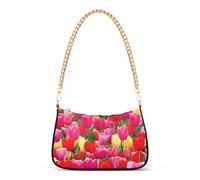 Colorato Tulipani Rosso Rosa Giallo Casual Borsa Hobo Donne Frizione Borsa Stampa Una Spalla Borse Chiusura Con Cerniera