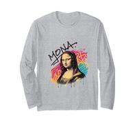 Colorato Urbano Monna Lisa Street Art Disegno Astratto Maglia a Manica