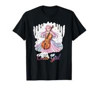 Colorato violoncello ragazza Anime amante della musica Maglietta