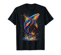 Colorato Whale Splash Ink Art Ocean Animal Whale amanti Maglietta
