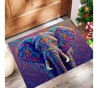 Colorato Zerbino Da Interno, Una Magnifica Testa Elefante Antiscivolo Lavabile In Lavatrice Resistente Allo Sporco Per Ingresso Interno Porta D'Ingresso Principale, Porta Sul Retro,