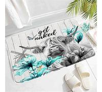 Colorato Zerbino Teal Farmhouse Rustic Gray Get Cow Blue Green Flower Butterfly Windmill Highland Cow Teal Tappetino di benvenuto Tappeto da Bagno 40×60cm per Cucina,Vasca da Bagno,Doccia