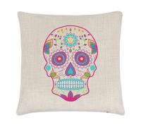 Colorato Zucchero Teschio Lino Copricuscino - Cuscino Candy Skull