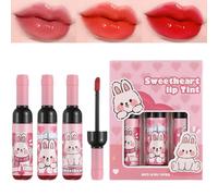 Colorazione Per Labbra - Set Di Lucidatura Per Labbra | 3 Colori Idratante Tinded Lip Gloss | Forma Di Bottiglia Di Vino | Lipstick Cartoon Liquid | Trucco Quotidiano Di Lunga Durata Per I Filati