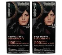 Colorazione Permanente, 1_1 Nero con Cheratina, Fino a 100 Giorni di Colore Intenso, 100% Copertura Capelli Bianchi, per Ottenere un Risultato Professionale (2 Unità)