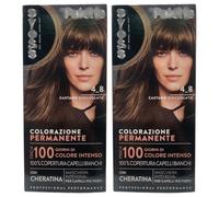 Colorazione Permanente, 4_8 Castano Cioccolato con Cheratina, Fino a 100 Giorni di Colore Intenso, 100% Copertura Capelli Bianchi, per Ottenere un Risultato Professionale (2 Unità)