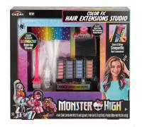 ColorBaby 47909 Monster High Set Estensioni per Capelli Riutilizzabili, Stoppini Colorati, con Attacchi, Tavola, Gessetti Colorati, Glitter Capelli Ragazza, +8 anni
