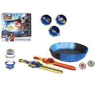 COLORBABY 48095 Infinity Nado Standard Battle Set, 2 trottole Fury Wave Dragon vs Blazing War Bear, 2 spade lanciatrici, stadio sabbia, luci, giochi trottola, batterie incluse gioco di battaglia