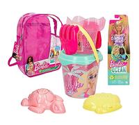 ColorBaby 77388 Barbie Set da Spiaggia per Bambini con Pala e Accessori, Set Cubo da Spiaggia, Zaino da Spiaggia per Ragazze, Set Spiaggia per Bambini, Zaino con Giocattoli