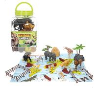 ColorBaby Animal World 39320 - Secchio animale, 30 pezzi, tappeto mappa inglese, figure realistiche animali, gioco simbolico, set educativo, divertimento e apprendimento + 3 anni (39320)