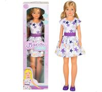ColorBaby - Bambola Maria Grande snodata, 85 cm, capelli biondi e lunghi, per acconciatura, gambe e braccia articolate, abito stelle, vestiti con velcro, giocattoli bambini 3 anni (47699)