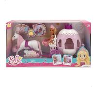 ColorBaby Bella Bambola Principessa, 15 cm, Articolata, Carrozza con Cavallo Bianco, Include Borsa e Corona, Design in Tonalità Rosa e Viola, Giocattoli per ragazze 3 anni, Giochi Principesse (39393)