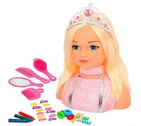 ColorBaby - Busto bambola pettine e trucco, testa parrucchiere ragazza, bambola principessa Maria, bambola per lo styling con accessori per capelli, bambola con corona principessa, +3 anni (43992)