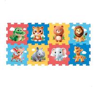 COLORBABY C'Baby - Tappeto puzzle per bambini, 8 pezzi, animali giungla, 114 x 58 cm, tappetino imbottito per bambini, coperta da gioco imbottita, puzzle in gomma EVA, tappetino da gioco per bambini +