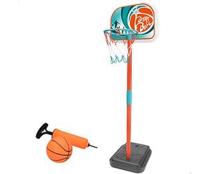 ColorBaby - Cestino esterno portatile per bambini, dimensioni 33 x 29 x 106 cm, con pallone da basket e mini pompa di gonfiaggio, consigliato dai 3 anni, montaggio semplice, multicolore (49537)