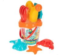 ColorBaby Color Beach Set Giocattoli da Spiaggia, Cubo Pala e rastrello, Stampi Gelato, Giochi Sabbia, Giocattoli estivi, Borsa a rete per giocattoli, Consigliato per bambini 18 Mesi (49267)