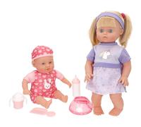 ColorBaby Colorbaby's Set bambola 41 cm e bambino 32 cm con accessori, include biberon, bicchiere, Babi e pettine, gioco simbolico per ragazze e ragazzi dai 2 anni, sviluppa abilità ed emozioni (39178