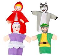 COLORBABY Cucu Show Set Burattini Cappuccetto Rosso, 4 Marionette Personaggi da 25 cm, Materiali Morbidi e Sicuro, Giocattoli per Bambini per Giocare in Gruppo o Trascorrere del Tempo in Famiglia