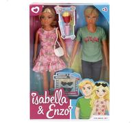 ColorBaby Isabella - Set di 2 bambole snodate, 30 cm, con accessori, occhiali da sole, borsa, bibite, cubo popcorn, bambole per ragazze e bambini, regali +3 anni (39412)