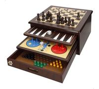 ColorBaby Set di 10 giochi da tavolo, +180 pezzi, scatola portaoggetti in legno 32 x 32 x 15 cm, scacchi per bambini, parchisi per bambini, per più di 2 giocatori, giocattoli bambini 5 anni (33074)