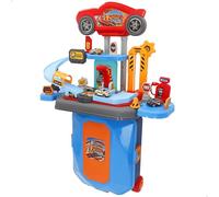 ColorBaby Speed & Go Garage 2 in 1, valigetta auto per bambini, include 3 veicoli e accessori, parcheggio a più piani, con ascensore, rampa e fornitore, gioco portatile (39539)