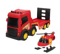 ColorBaby Teamsterz - Camion dei pompieri, con elicottero giocattolo, design resistente e leggero, da 18 mesi, funzionamento manuale, senza batterie, giocattolo educativo, per interni ed esterni