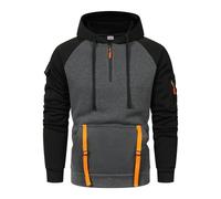 Colorblock Essentials - Felpa da uomo con cappuccio, con cappuccio, a maniche lunghe, calda, con cappuccio, per autunno e inverno, grigio scuro, 3XL