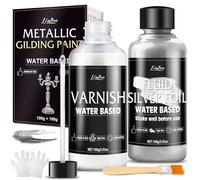 Colore Acrilico Metallizzato Argento - 100g di Pittura Argento ad Acqua e 100g di Vernice Lucida, Colore Metallizzato Ultra Brillante per Pittura, Artigianato, Decorazione D'interni, Ideale per Tela,