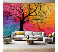 Colore Arancione Carta da Parati Fotografica Albero di note musicali ad acquerello Poster Giganti da Parete 400 x 280 cm Soggiorno Divano TV Hotel a Tema Corridoio di Lusso Sfondo Dipinto Murale
