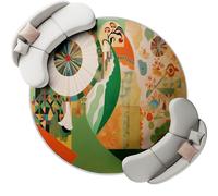 Colore Arancione Tappeto Rotondo Antiscivolo In Flanella Con Astratto Architettura Elementi Geometrici Tappeto Con Motivo Stampato E Decorato Per Soggiorno E Camera Da Letto, 150 cm