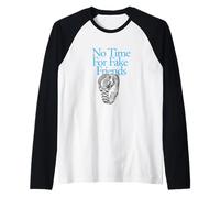Colore Blu No Time for Fake Friends Grafica Blu Maglia con Maniche Raglan