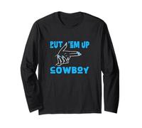 Colore Blu Put 'Em Up Cowboy Blue Graphic Maglia a Manica