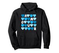Colore Blu Spell out The Love Blue Graphic Felpa con Cappuccio