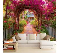 Colore Carta da parati murale 3D fai da te Eleganza Fiori Sentieri Case Adesivi murali, per la cameretta dei bambini soggiorno camera da letto ristorante - 400 x 280 cm