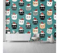 Colore Carta da parati murale, Cartoni Animati Cappelli Di Babbo Natale Animali Decorazione artistica fai da te creativa per soggiorno sala da pranzo camera da letto ristorante ufficio - 200 x 140 cm