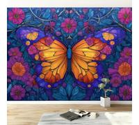 Colore Carta da parati stampata in 3D, Farfalle E Fiori Fantasy carta parati fotomurale murale murali murals rimovibile Non Tessuto per soggiorno sfondo TV e divano, 308 x 220 cm