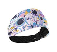 Colore Cartoon Carino Astronauta no slip fascia spessa elastico fasce per il sudore per il tennis Corsa Ciclismo vinchas para el cabello de mujer