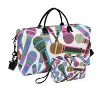 Colore Cartoon Microfono Decorativo Grande Carry On Bag Palestra Carry on Borse Duffel con Cinghia Regolabile per Viaggi di Lavoro 2 Pz Set maletines para Mujer de