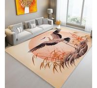 colore chiaro Tappeto con Vento dell'est uccelli foglie di bambù - Tappeto in flanella stampata, morbido, antiscivolo e lavabile, per soggiorno e camera da letto 80 x 150 cm